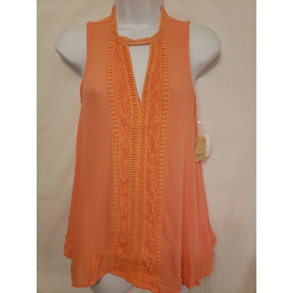 Taylor & Sage Lace Trim Gigi Sleeveless Top (S) NWT Women's Coral Spring Summer